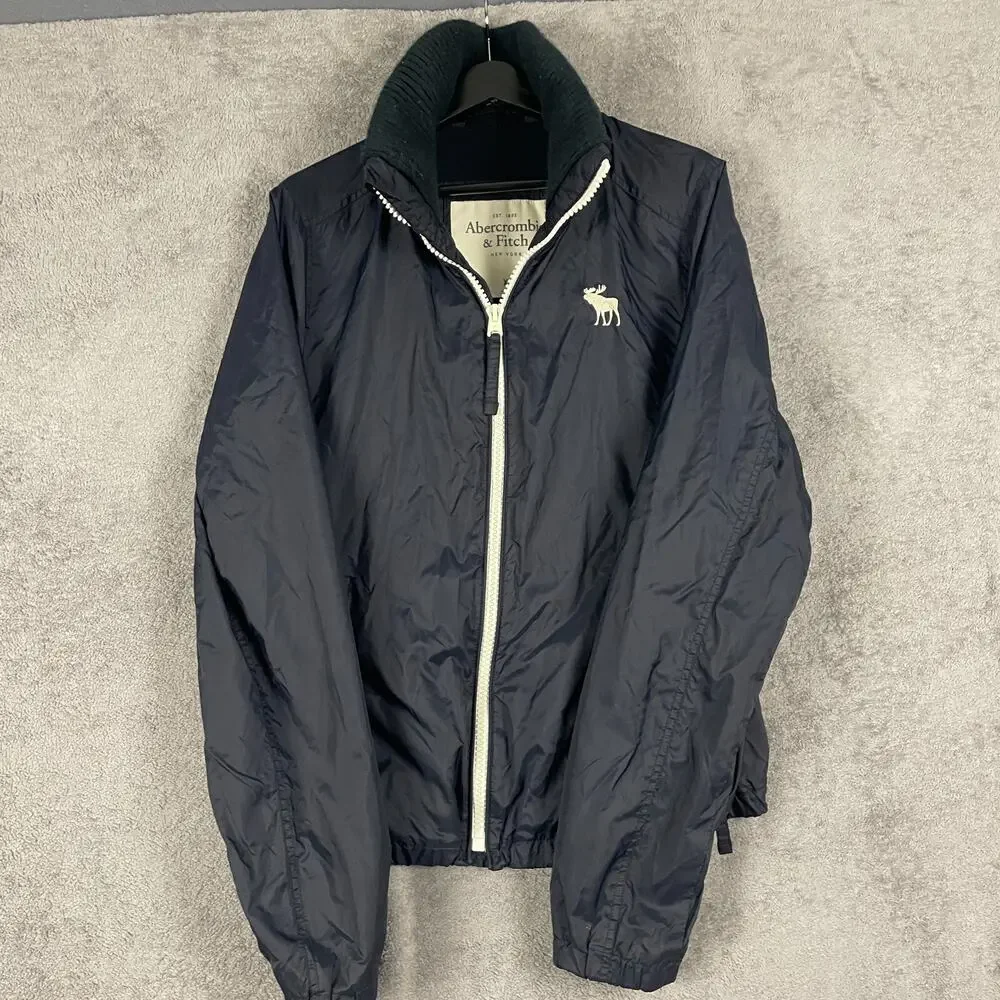 Abercrombie & Fitch Jacket Women XL Navy Windbreaker Outdoor Retro Moose - Picture 2 of 16